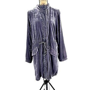 Torrid Jacket Womens 2 Lavender Velvet Zip Pockets High Neckline Drawstring